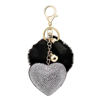 of 50pcs Velvet Inlaid Diamond Heart Tassel Zinc