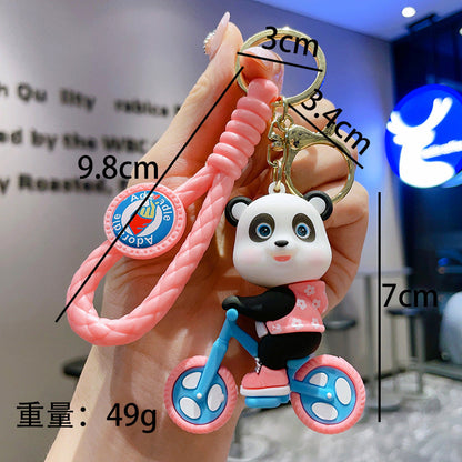 Cartoon Cycling Panda PVC Keychain Cute Keychain