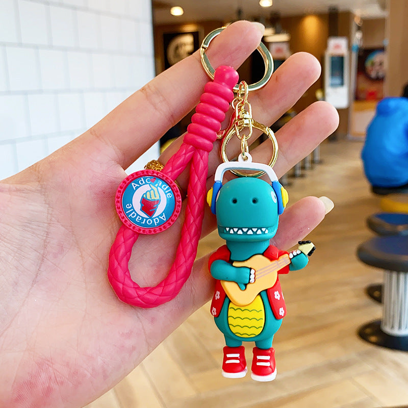 Cartoon DJ Little Dinosaur Doll PVC Keychain Cute Keychain