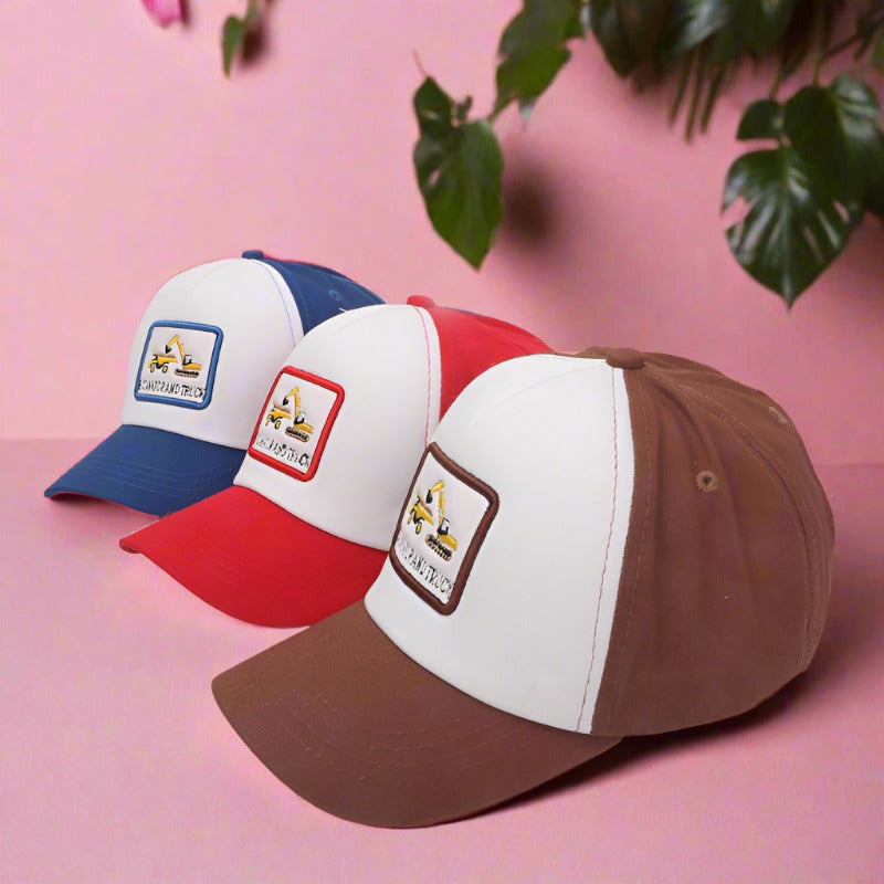 Cotton Polyester Cartoon Excavator Children's Baseball Caps