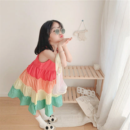 Girls Rainbow Dresses Cotton Baby Clothes