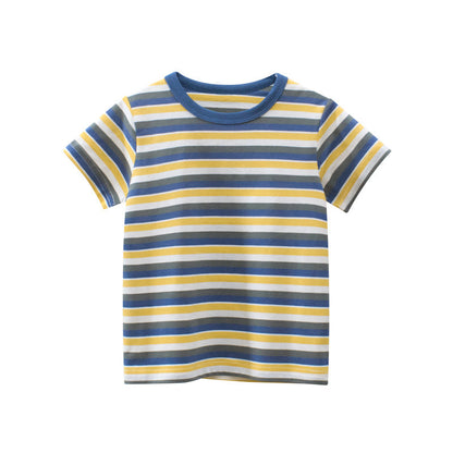 Children's short sleeved T-shirt half sleeved striped top