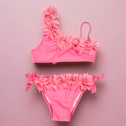 Kids Split Body Pink Lace Swimwear