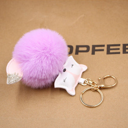 Fox Pu Leather Plush Bag Keychain
