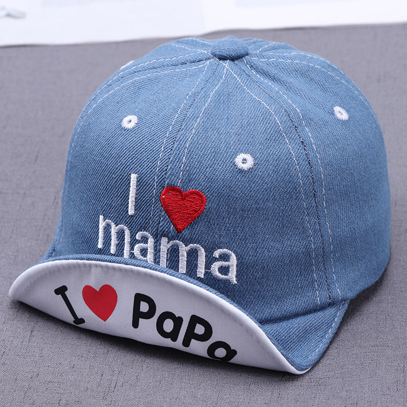 Cotton Printed Love Denim Children's Hats