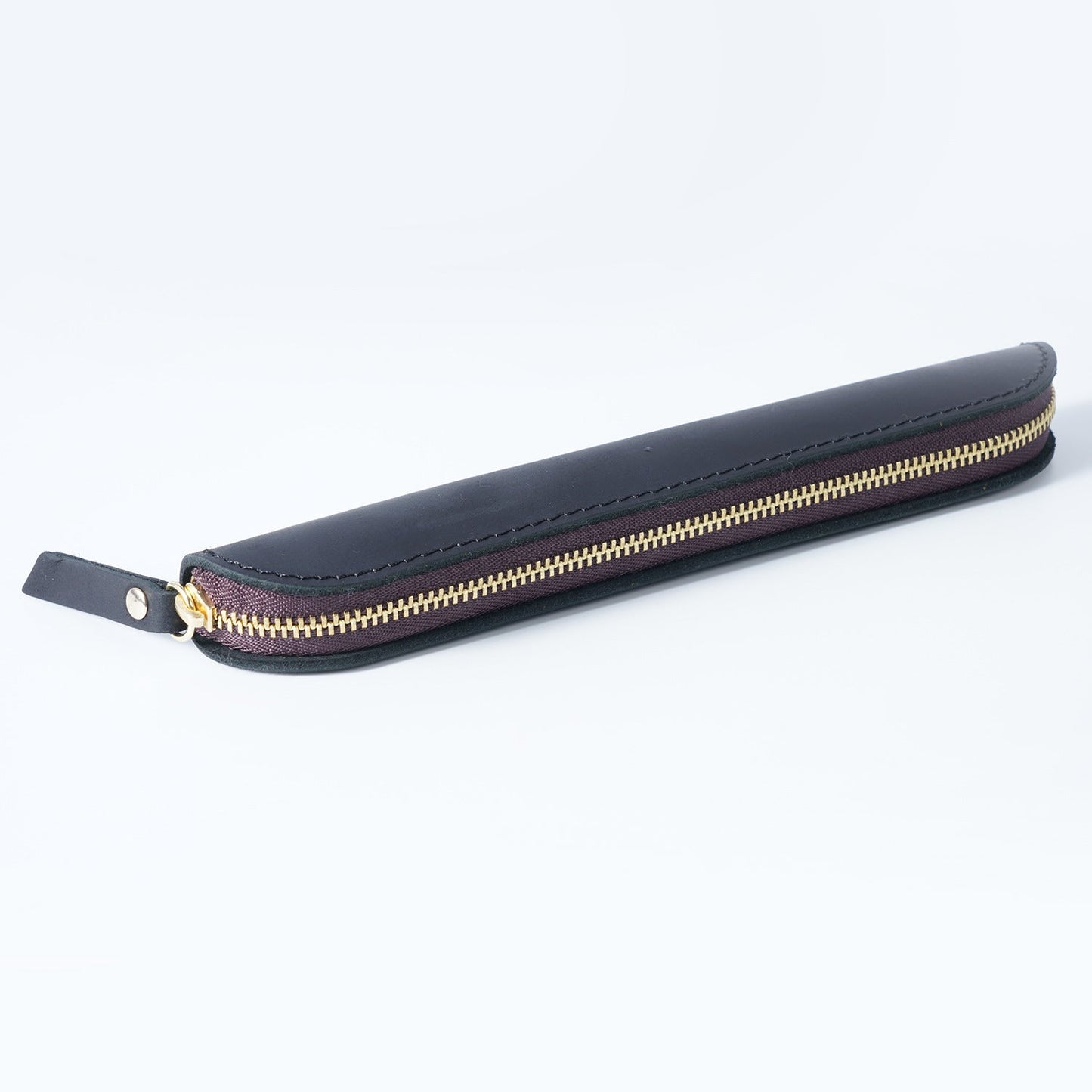 Retro Simple Leather Cowhide Zipper Mini Pencil Case