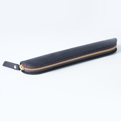 Retro Simple Leather Cowhide Zipper Mini Pencil Case