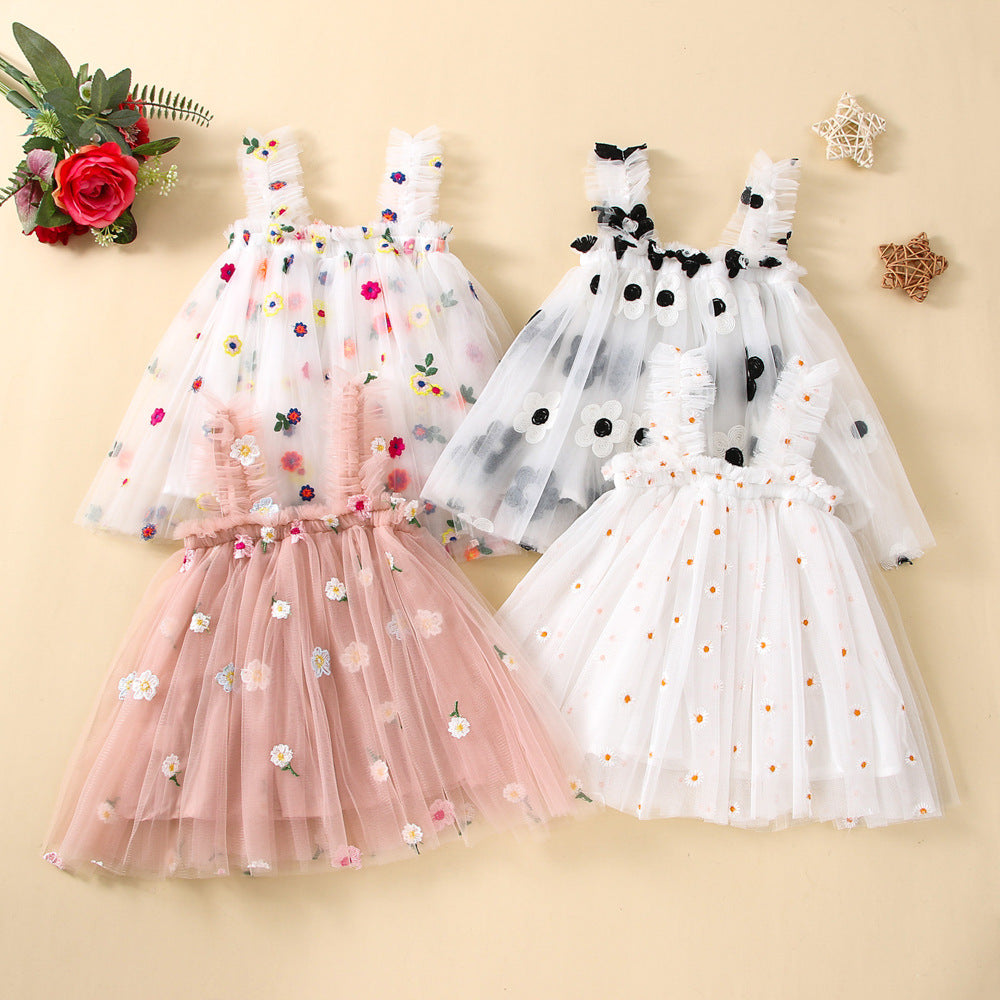 Girls Sling Princess Dress Summer Tutu Skirt