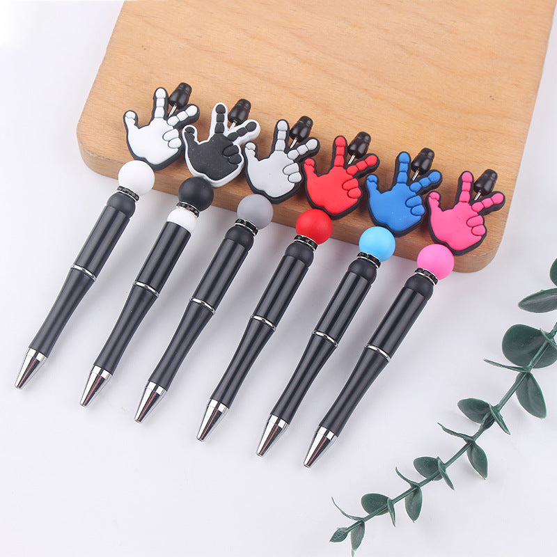Beaded Pens DIY Handmade Palm Silicone Beads Black