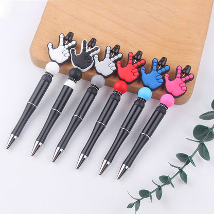 Beaded Pens DIY Handmade Palm Silicone Beads Black