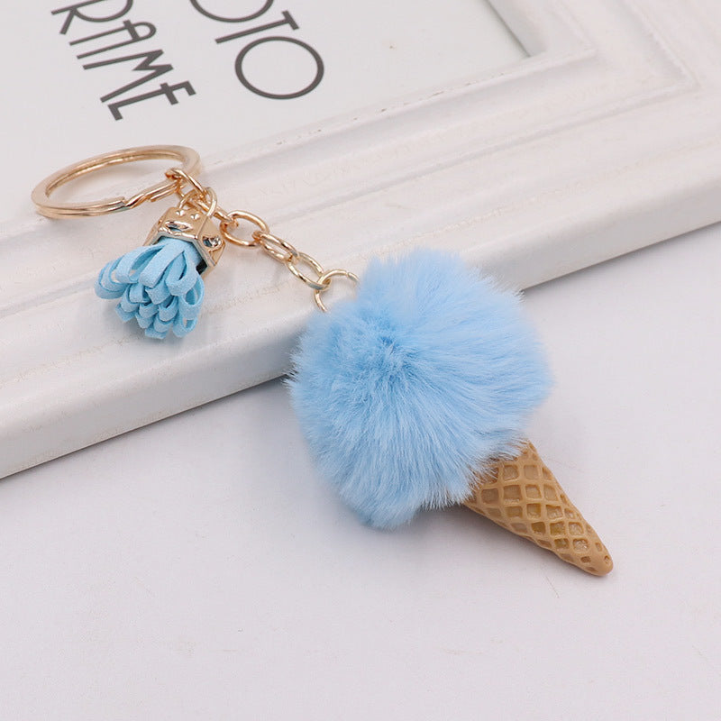 Cartoon Plush Ice Cream Keychain