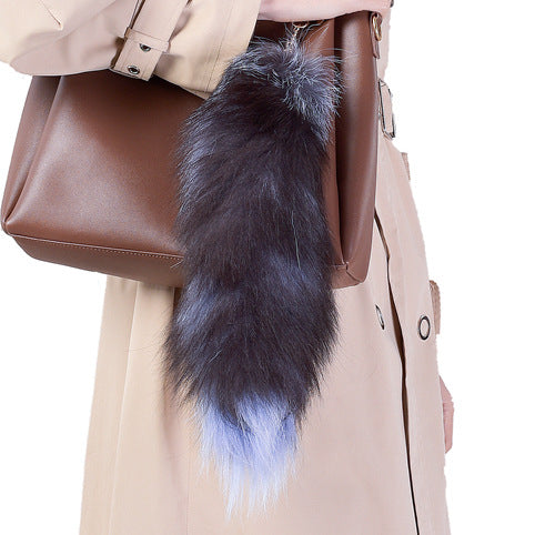 of Oversized Fox Hair Pendant Keychains