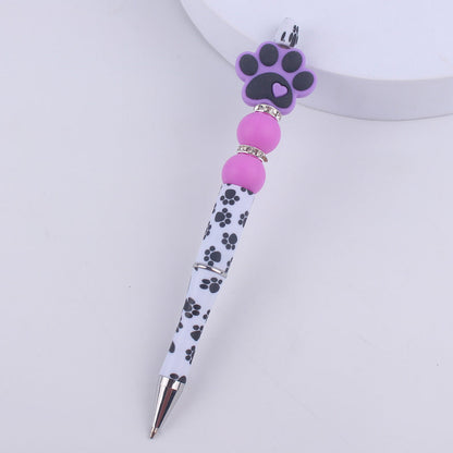 Handmade Bead Pen Cartoon Dog Paw Silicone Ballpoint