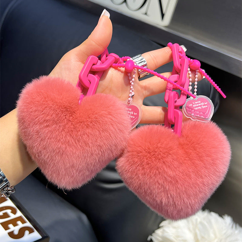 Plush Love Chain Keychains