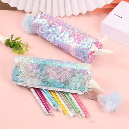 Rainbow Sequin Unicorn Pencil Case