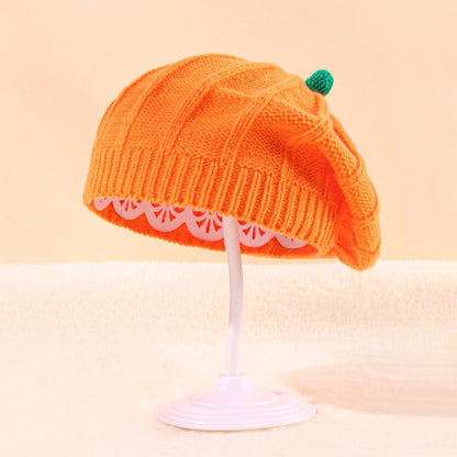 Parent-child Hats Halloween Pumpkin Acrylic Beret Knitted Hats