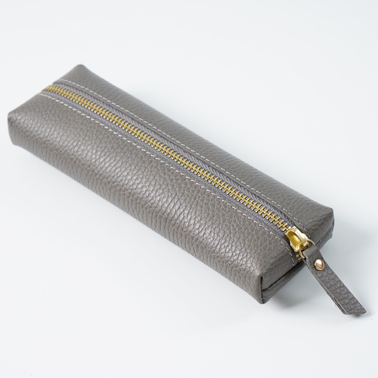 Cowhide Lychee Zipper Creative Pencil Case