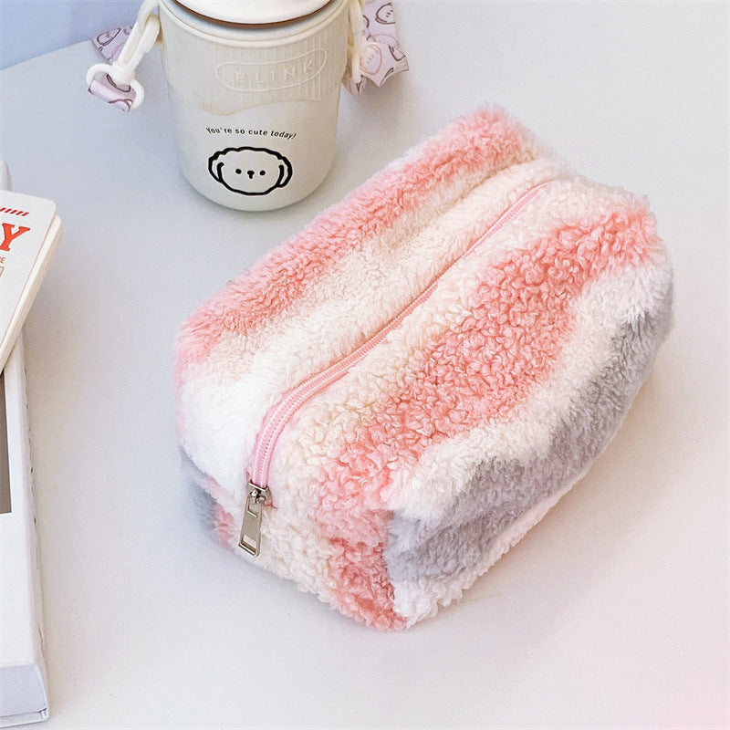 Gradient Color Plush Pencil Case