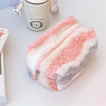 Gradient Color Plush Pencil Case