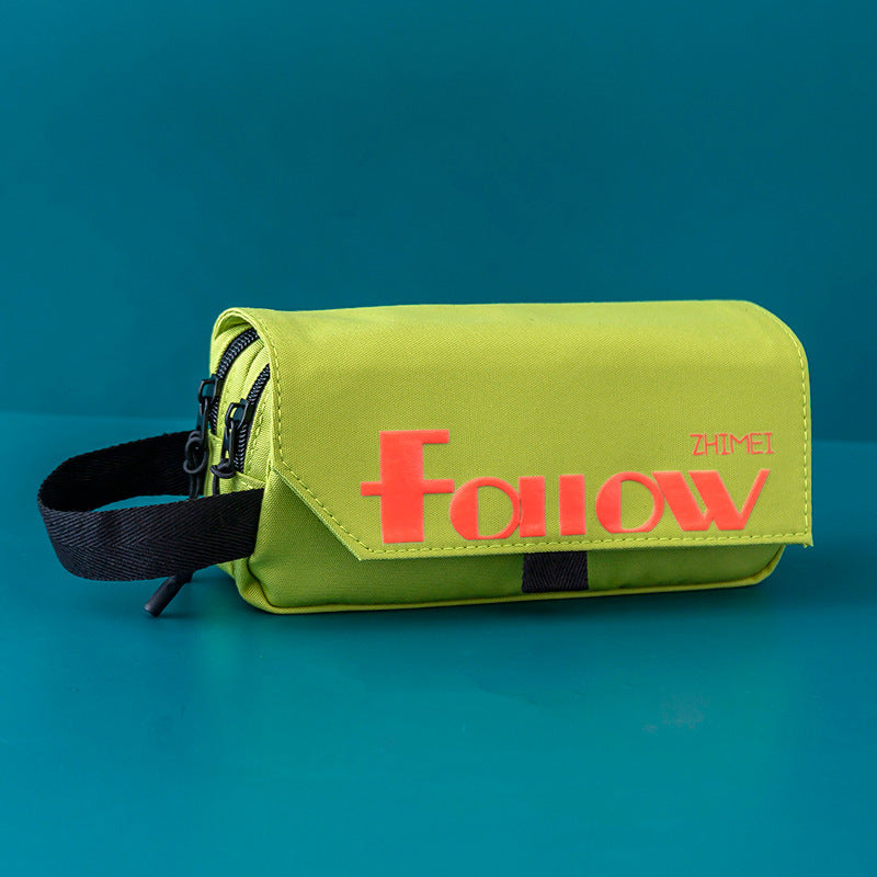 Simple Large Capacity Solid Color Canvas Pencil Case