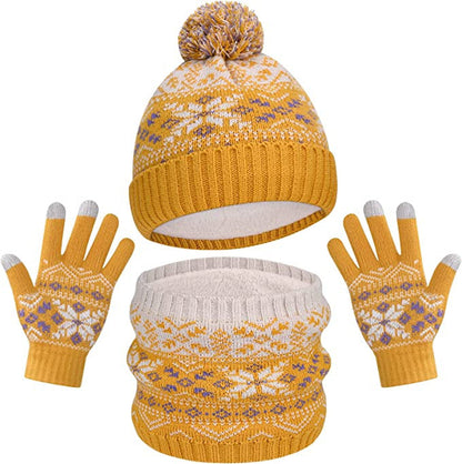 Wholesale Children's Winter Hat Knitted Woolen Scarf Gloves Set