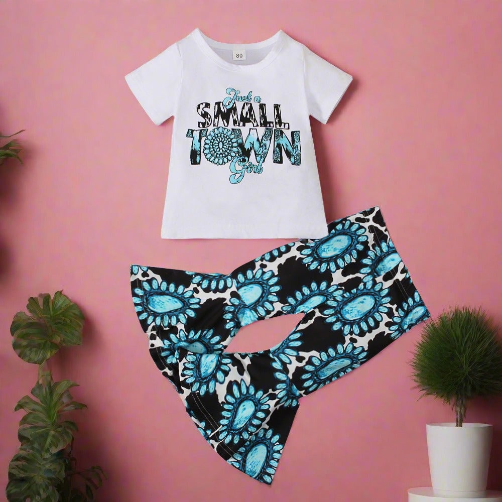 Children's Western Style Short Sleeve Two Piece Set