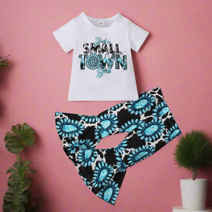 Children's Western Style Short Sleeve Two Piece Set