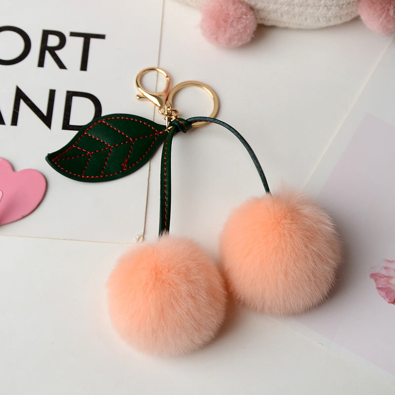 Small Cherry Plush Keychain