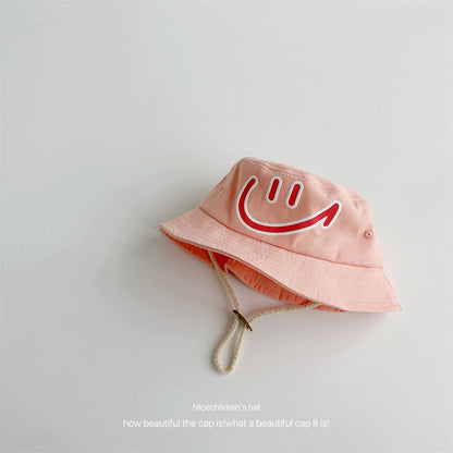 Cotton Kids Big Smiley Face Big Brim Bucket Hat
