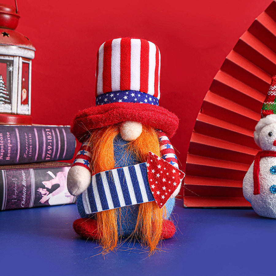 Fabric Independence Day Striped Five Star Faceless Doll