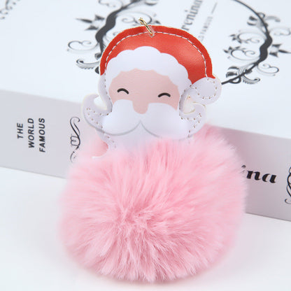 Christmas Plush Ball Santa Claus Plush Keychain
