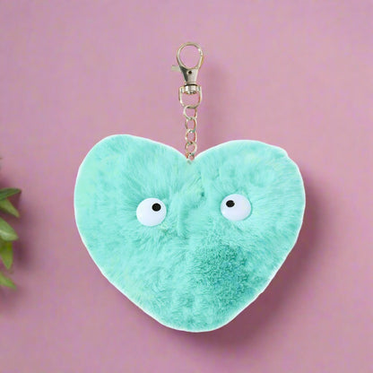 Cute Eyes Peach Heart Plush Keychain