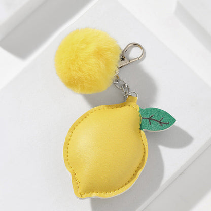Cotton Filled Leather Fruit Keychain