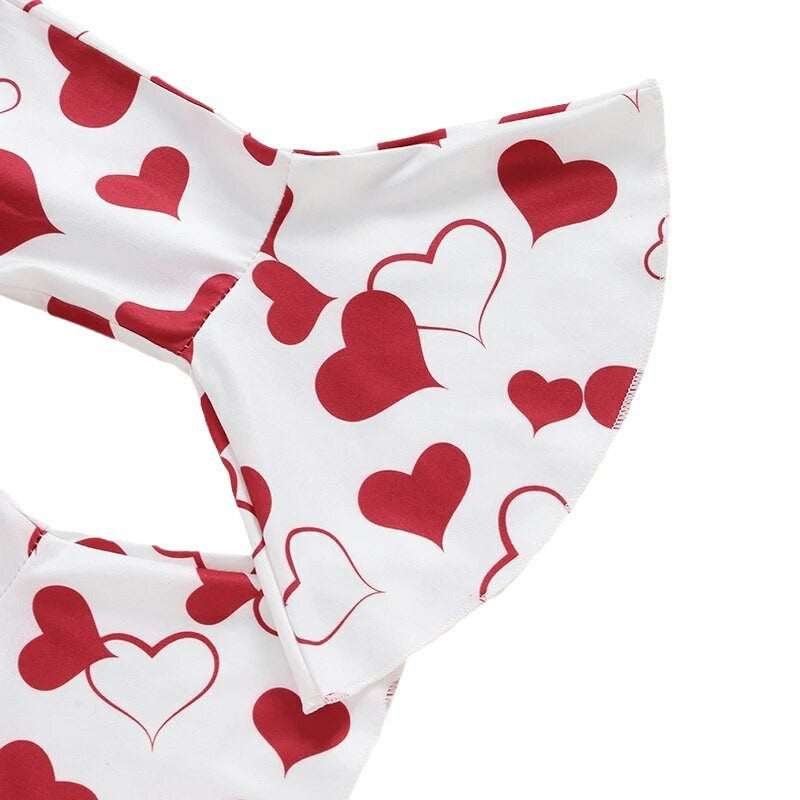 Wholesale Cotton Valentine's Day Infant Girls Baby Flying Sleeves Long Sleeves
