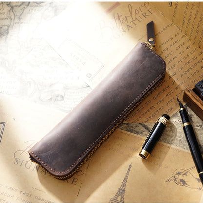 Leather Zipper Zipper Mini Small Portable Simple Pen Bag