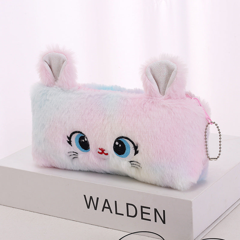 New Cat Large Capacity Plush Zipper Pen Bags