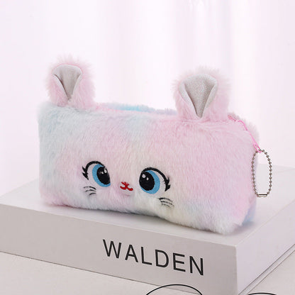 New Cat Large Capacity Plush Zipper Pen Bags
