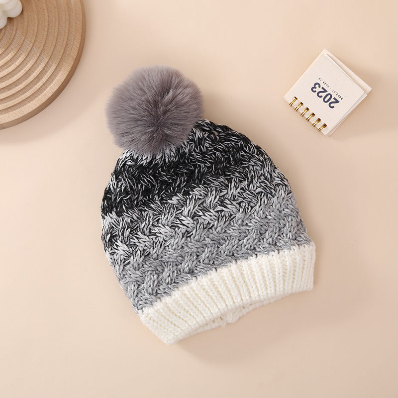 Wholesale Children's Winter Hats Plus Velvet Color Matching Beanie Ear Protection Hats