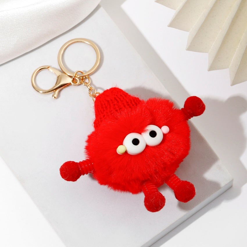 Cute Wool Hat Small Coal Ball Keychain