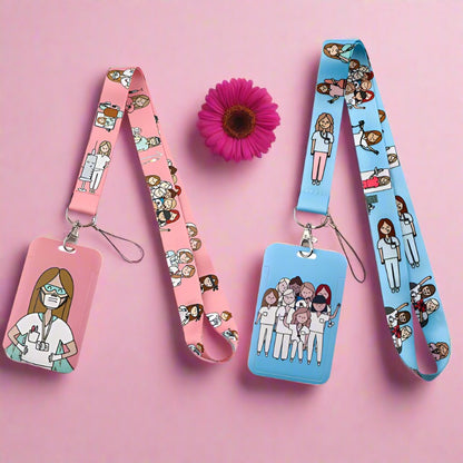 Medical card holder webbing mobile phone lanyard keychain