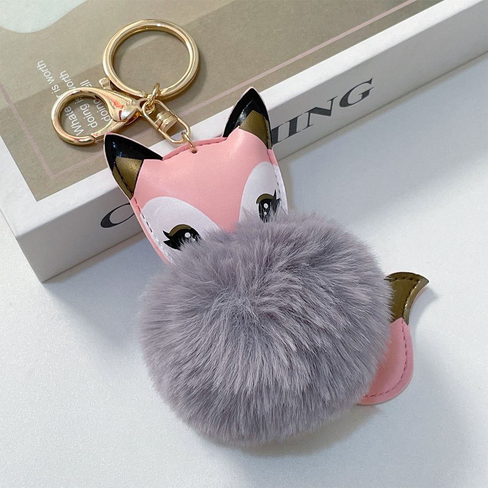 Cartoon Cute Fox PU Plush Key Chain