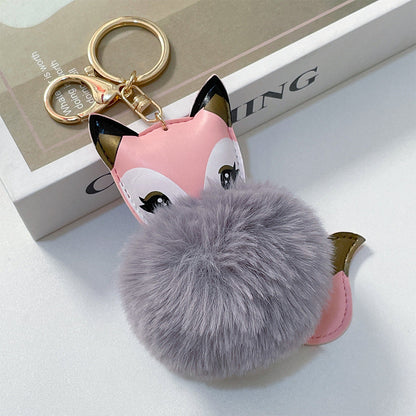 Cartoon Cute Fox PU Plush Key Chain
