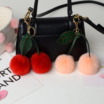 Small Cherry Plush Keychain
