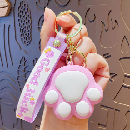Cartoon Cat Claw PVC Keychain