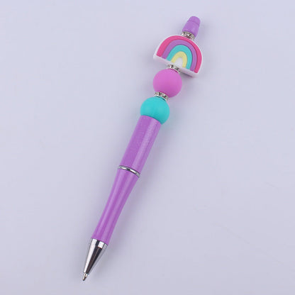 Beadable Pens Rainbow Silicone Beads Plastic Ballpoint Pen