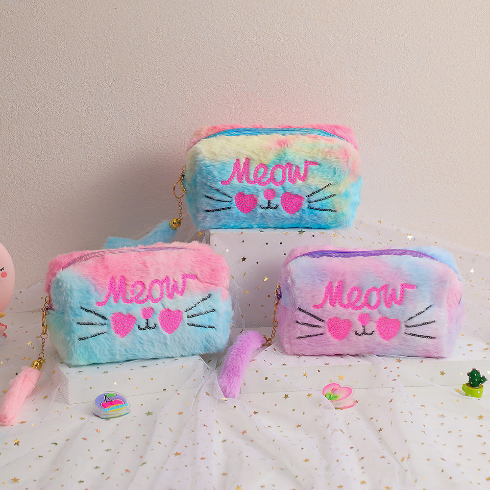 Plush Cat Student Large Capacity Stationery Storage Bag