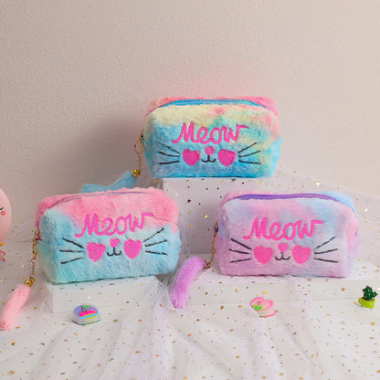 Plush Cat Student Large Capacity Stationery Storage Bag