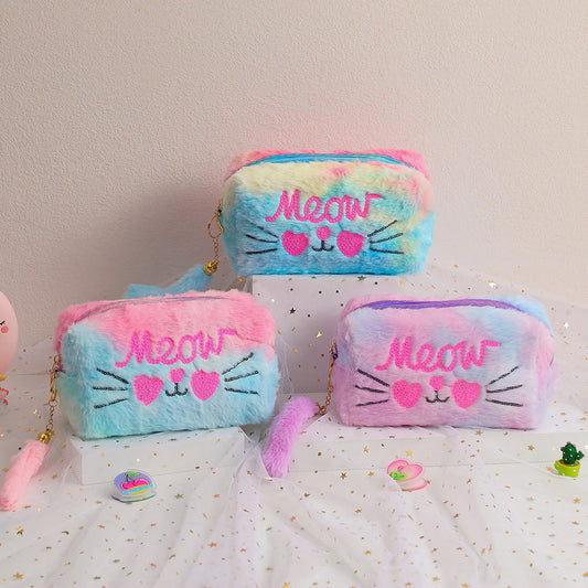 Plush Cat Student Large Capacity Stationery Storage Bag