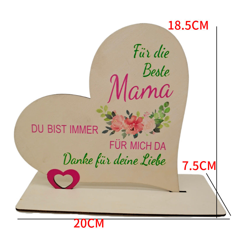Mother's Day Heart-shaped Wooden Ornaments
