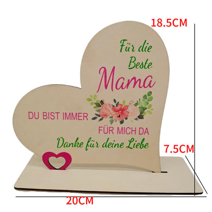 Mother's Day Heart-shaped Wooden Ornaments